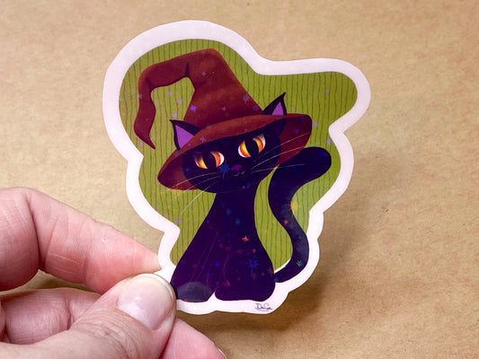 Black Cat Sticker Green