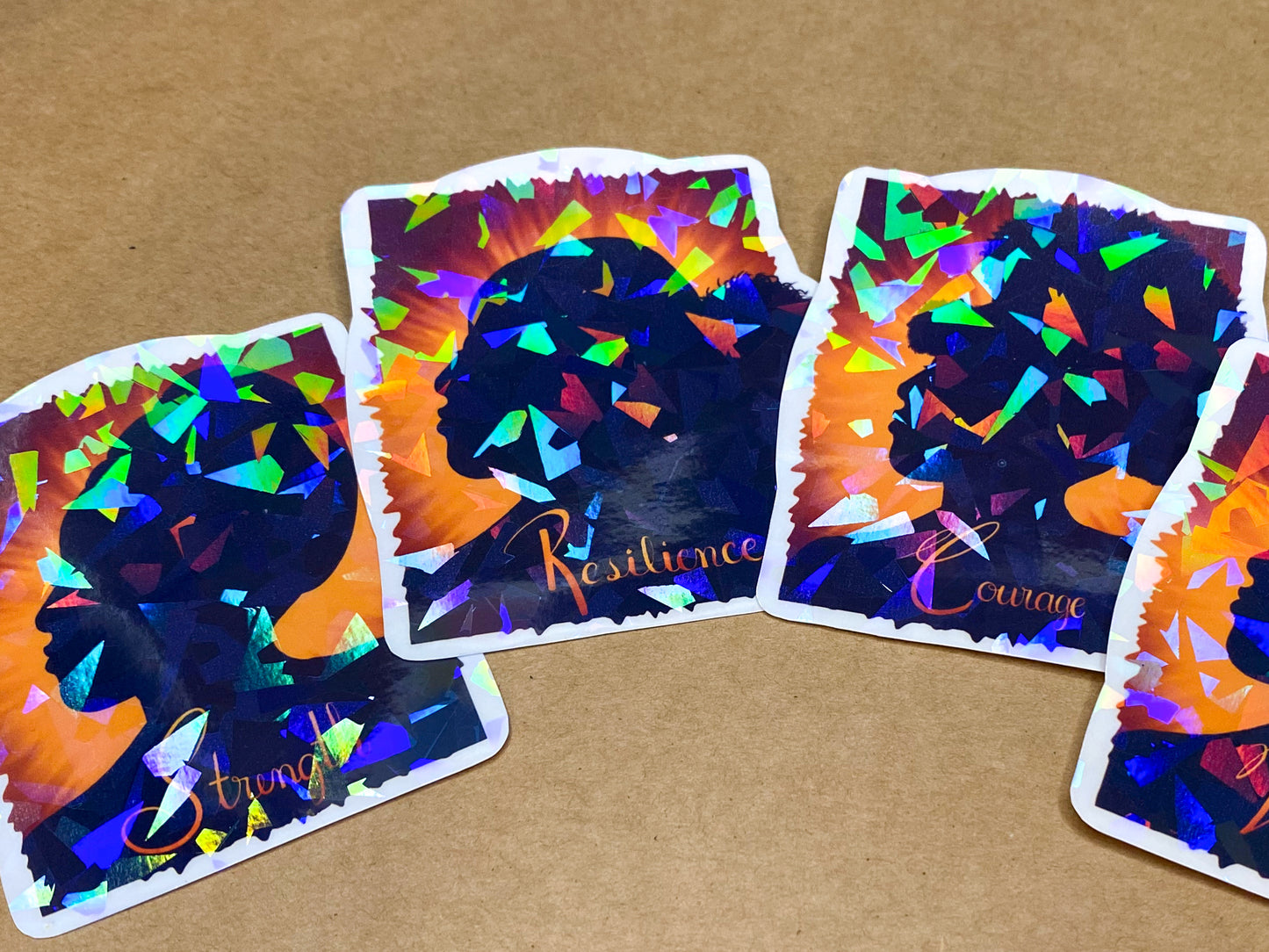 Sticker pack featuring the holographic shards finish.