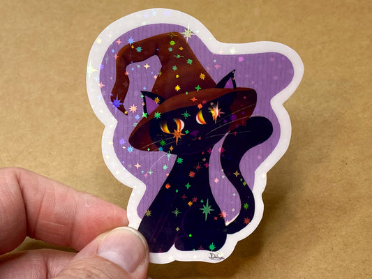 Black Cat Sticker Purple