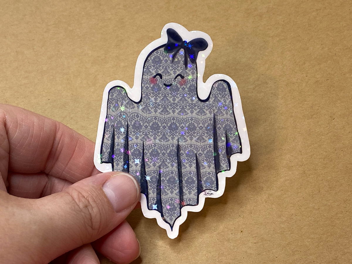 Black Lacy Ghost Sticker